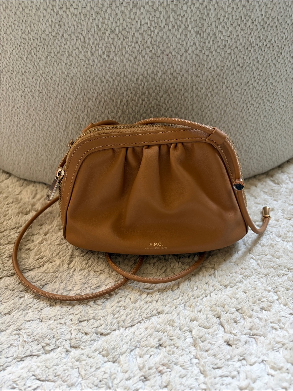 A.P.C. Tan Leather NINON Crossbody Bag